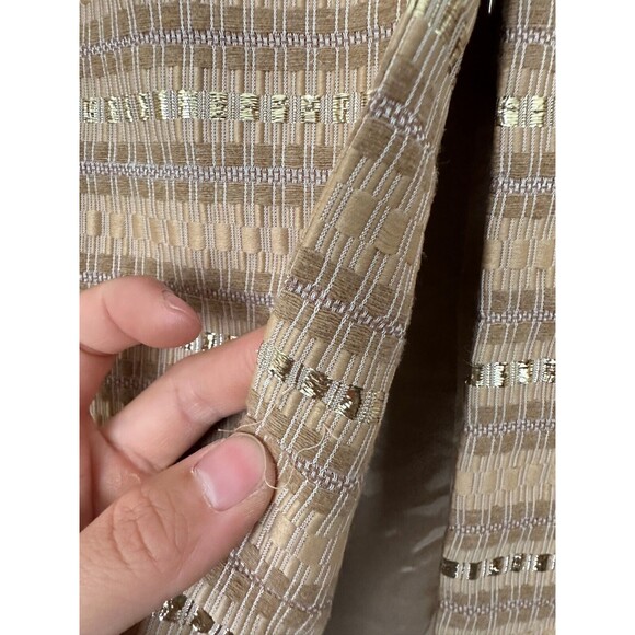 Marella Ruffle Gold Embroidered Stripe Blazer Mock Neck Clasp Women's Size 12 - Picture 5 of 10